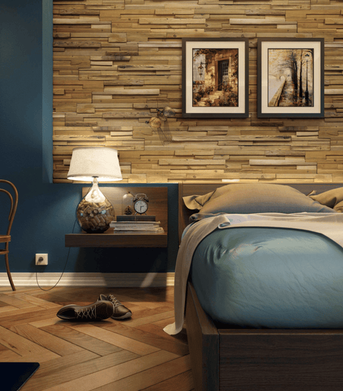 Bedroom with Wall Panels Feature Wall